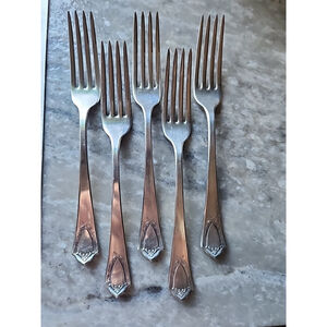 ARION SILVER PLT ANTIQUE c1916 JEWELL, Dinner FORKS, EUC, 5pc.